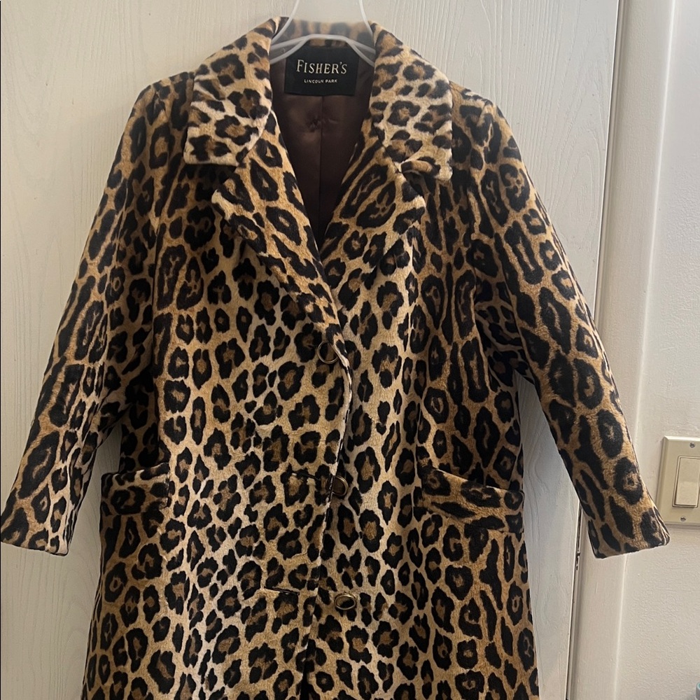 Fisher's Women's Leopard Print Teddy Coat